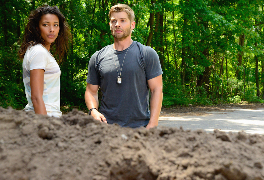 Kylie Bunbury as Eva and Mike Vogel as Dale