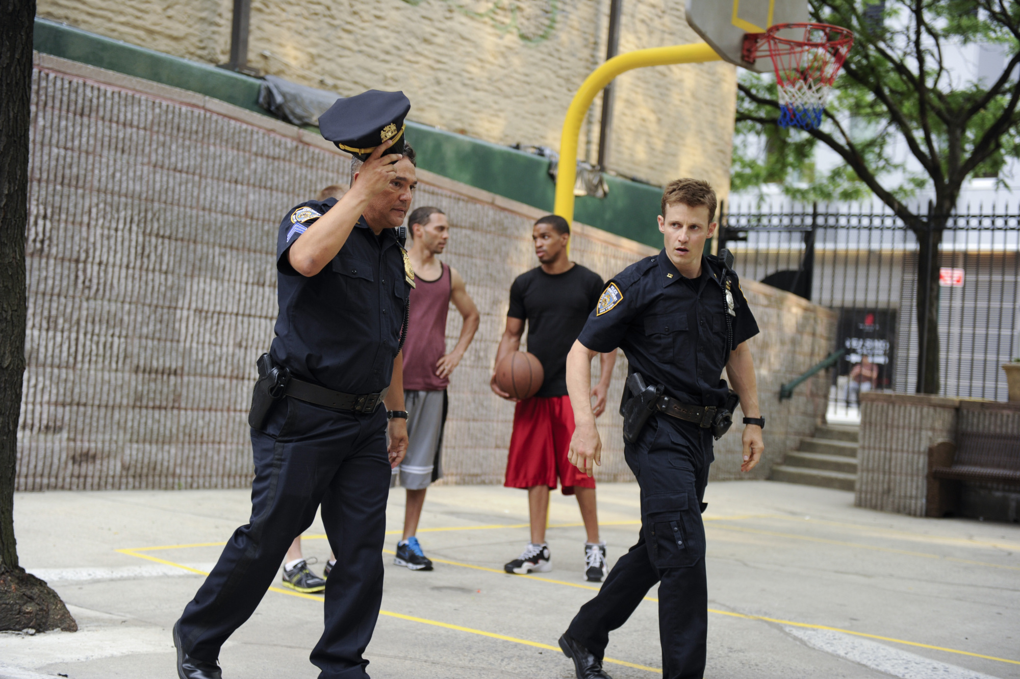 15. Holding court, even when he's on duty.