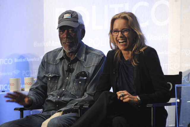 Morgan Freeman and Téa Leoni at the Politico Playbook Luncheon