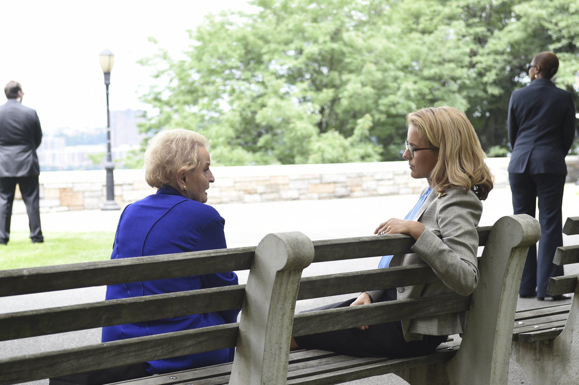 Former Secretary of State Madeleine Albright and Téa Leoni as Elizabeth McCord