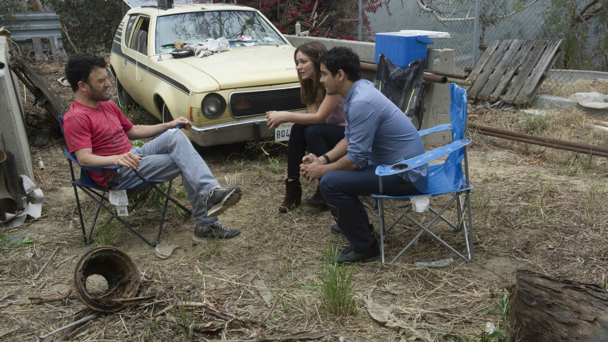 Kevin Weisman as Ray Spiewack, Katharine McPhee as Paige Dineen, and Elyes Gabel as Walter O'Brien