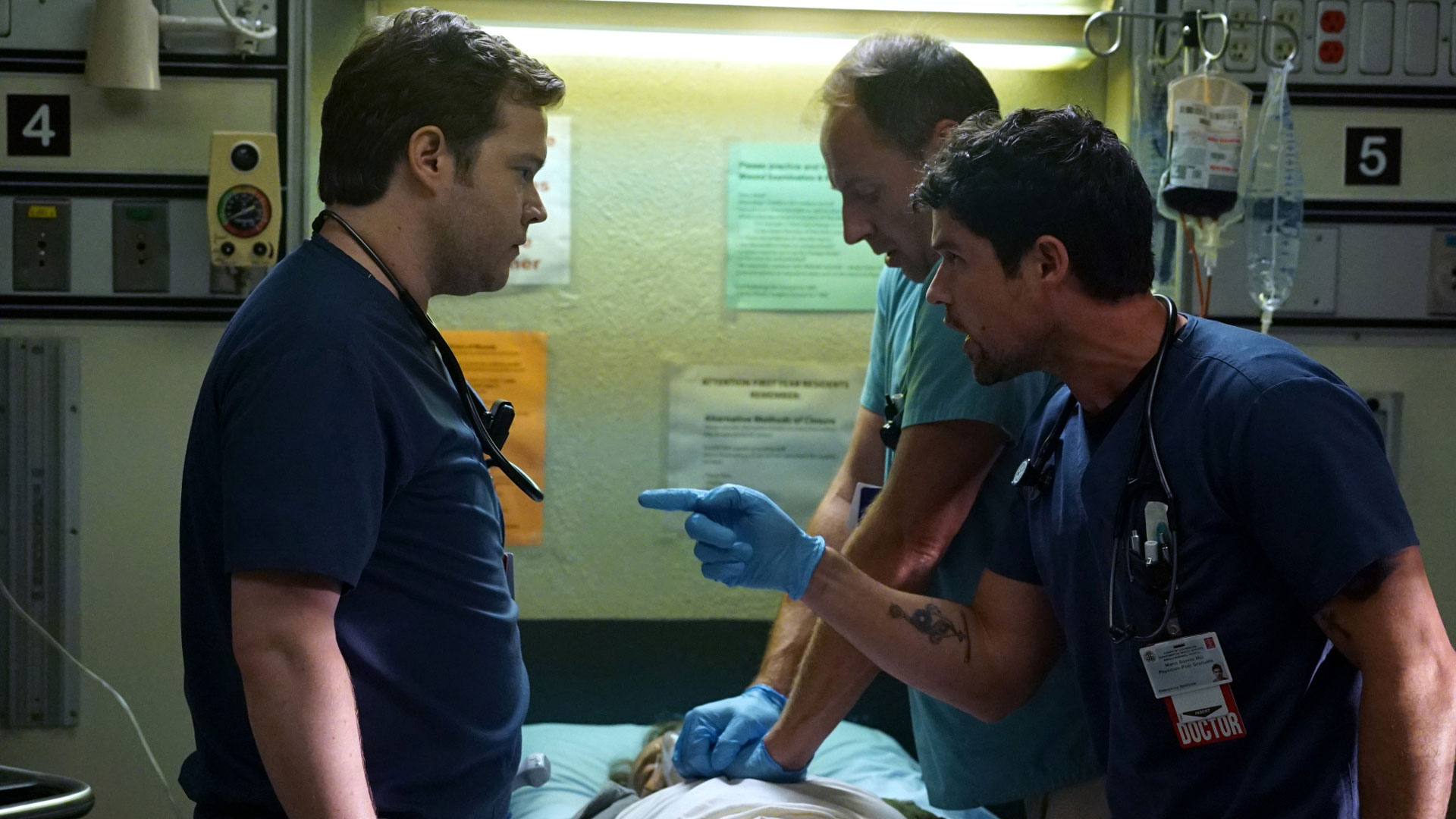 Harry Ford as Dr. Angus Leighton and Benjamin Hollingsworth as Dr. Mario Savetti