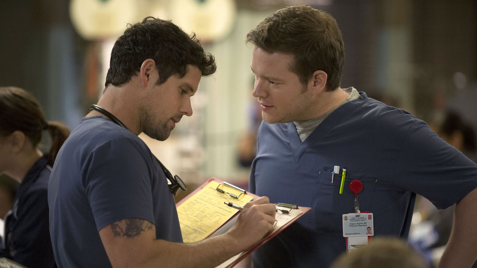 Benjamin Hollingsworth as Dr. Mario Savetti and Harry Ford as Dr. Angus Leighton