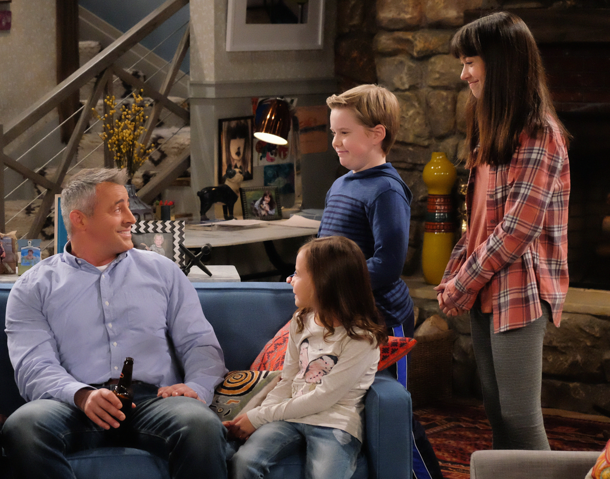 Matt LeBlanc as Adam, Hala Finley as Emme, Matthew McCann as Teddy, and Grace Kaufman as Kate