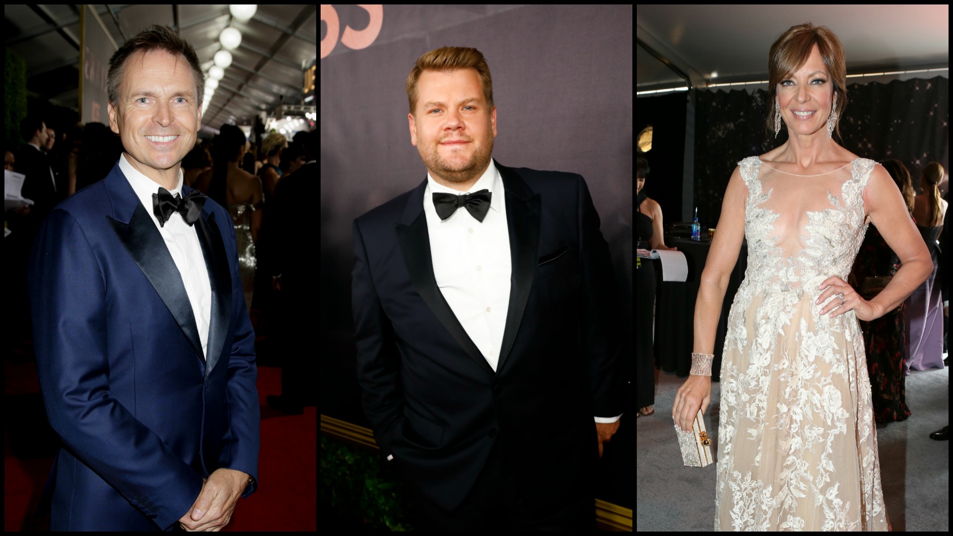 Phil Keoghan from The Amazing Race, James Corden from The Late Late Show, and Allison Janney from Mom