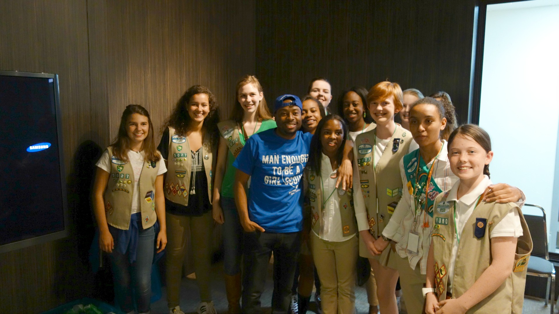 The cast of MacGyver welcomes Girl Scouts.