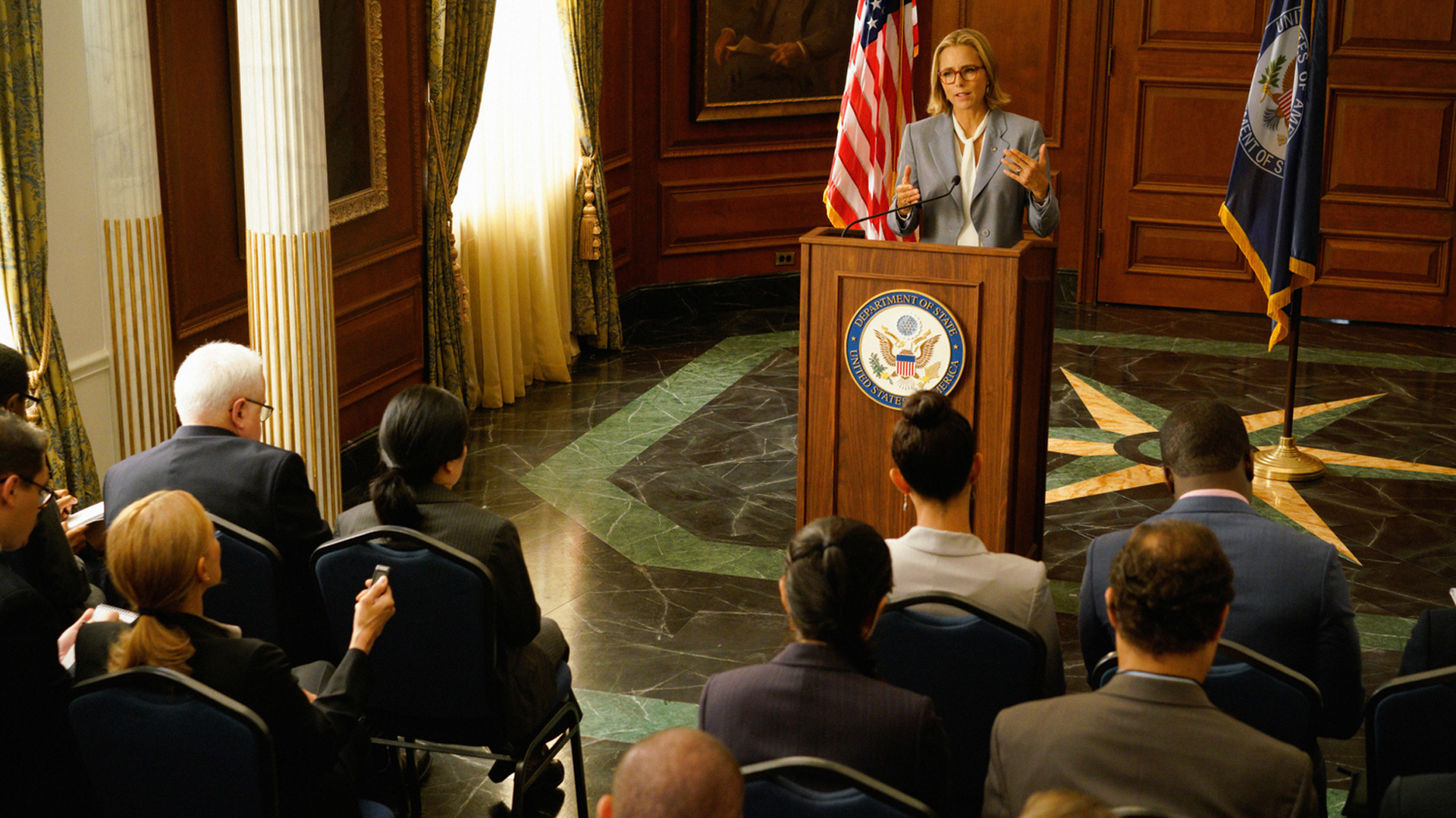The Madam Secretary crew shoots its Season 4 episode