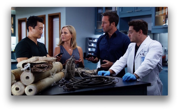 2. Five-0 often ages props, like the bungee cords and washi paper featured in the episode.