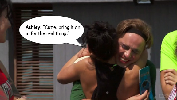 Bergen gets a warm hug from the bride-to-be, and then...
