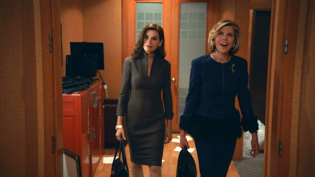 1. Alicia and Diane look triumphant on their return to the Lockhart & Gardner offices.