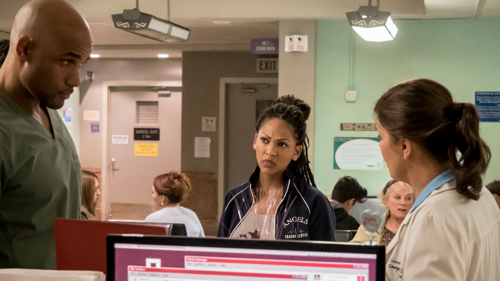 Boris Kodjoe as Dr. Will Campbell, Meagan Good as Dr. Grace Adams, and Marcia Gay Harden as Dr. Leanne Rorish