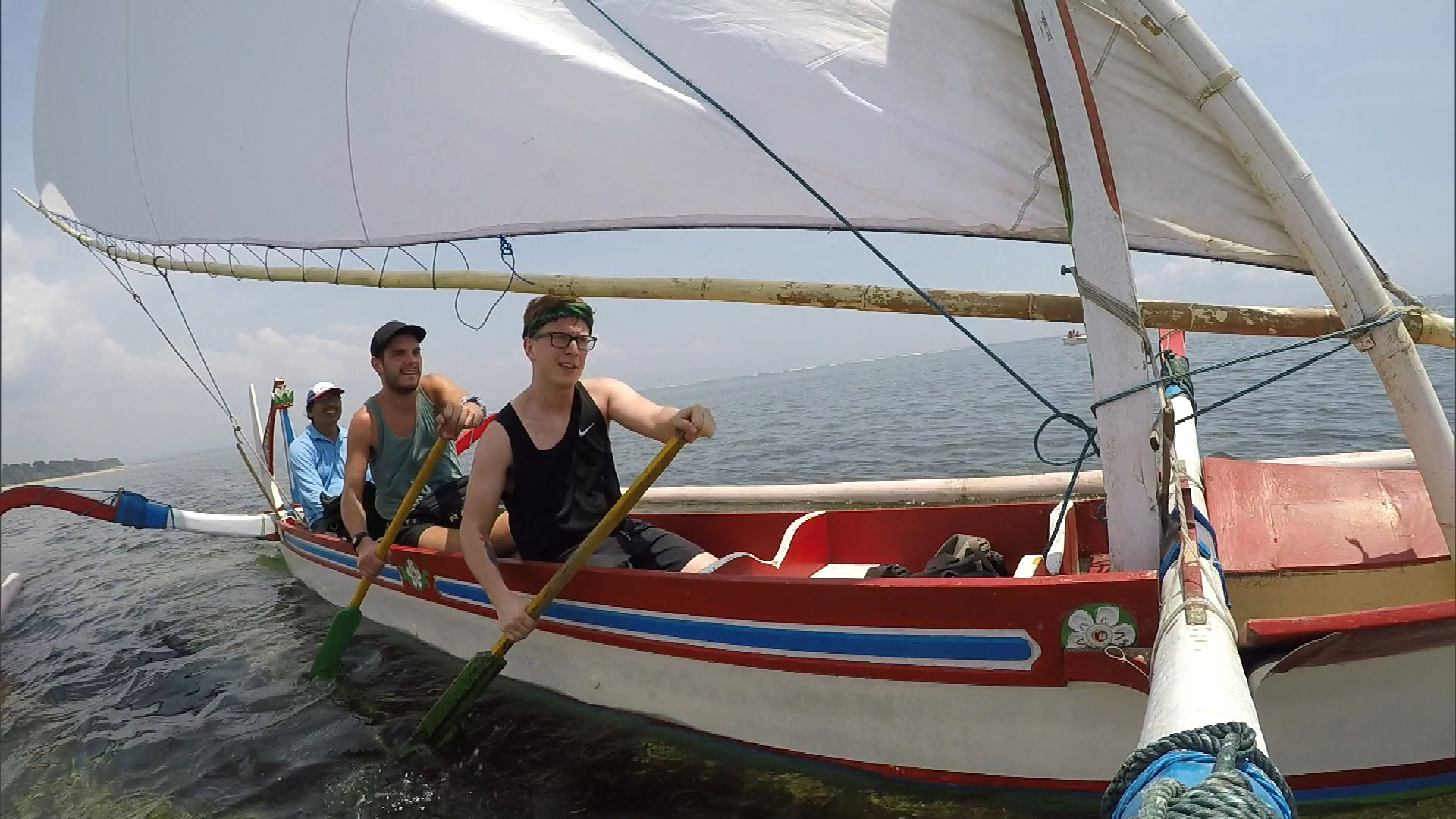 Tyler and Korey paddle their way to the Pit Stop.